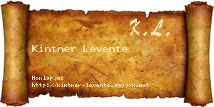 Kintner Levente névjegykártya